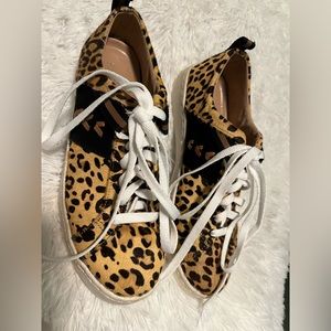Jack Rogers cheetah calf hair low top sneakers